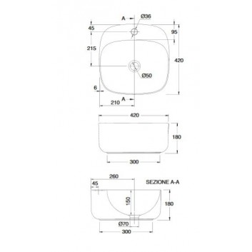 Countertop washbasin Scarabeo Moon 42x42cm white- sanitbuy.pl