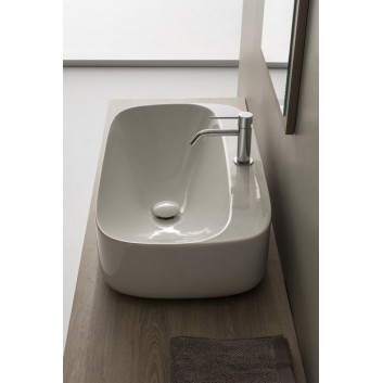 Countertop washbasin Scarabeo Moon 42x42cm white without overflow, with hole na baterie - sanitbuy.pl