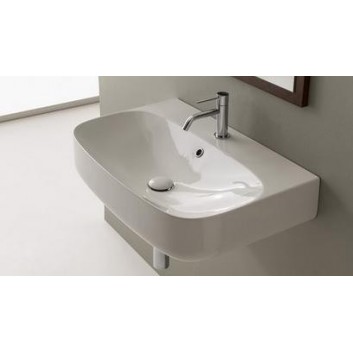 Washbasin wall mounted Scarabeo Moon 50x45cm white without overflow, with hole na baterie - sanitbuy.pl