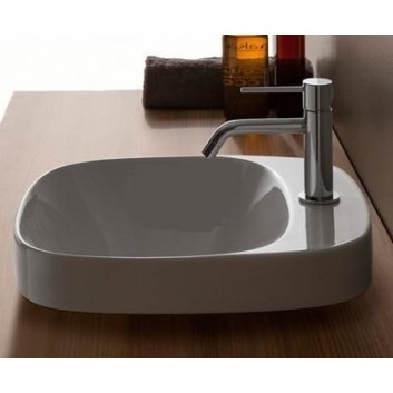 Recessed washbasin Scarabeo Moon 42x42cm white without overflow, with tap hole- sanitbuy.pl