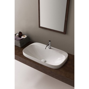 Recessed washbasin Scarabeo Moon 42x42cm white without overflow, with tap hole- sanitbuy.pl