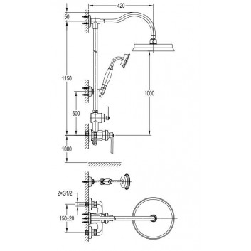 Shower set wall mounted Omnires Armance chrome - sanitbuy.pl