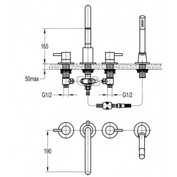 Bath tap thermostatic Omnires Y chrome- sanitbuy.pl