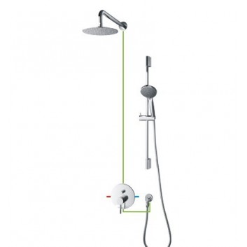 Shower set wall mounted Omnires Y, thermostatic chrome- sanitbuy.pl
