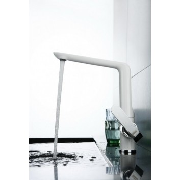 Kitchen faucet Art Platino Emira single lever z rotating wylewką, chrome/white- sanitbuy.pl