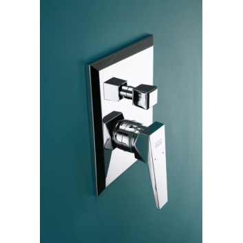 Mixer bath-shower Art Platino Rok single lever concealed with switch, 2-receivers, chrome - sanitbuy.pl