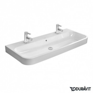 Vanity washbasin Duravit Happy D.2 polished 120x50,5 cm, z dwoma holes for mixer, z overflow, white - sanitbuy.pl