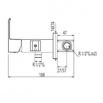 Concealed mixer Tres Cuadro for bidet lub WC, do płyty gipsowej chrome - sanitbuy.pl