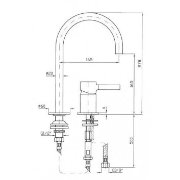 Washbasin faucet Zucchetti Pan single lever 2-hole, black matt, gofrowana - sanitbuy.pl