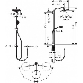 Shower set, Hansgrohe Croma Select S Reno 280 1jet chrome - sanitbuy.pl