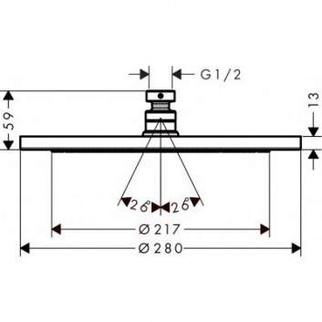 Overhead shower Hansgrohe Croma 280 mm 1jet chrome - sanitbuy.pl