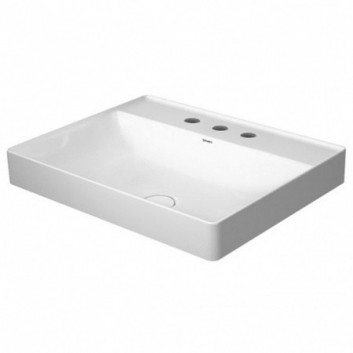 Countertop washbasin Duravit DuraSquare 60x47 cm with tap hole, without overflow white- sanitbuy.pl