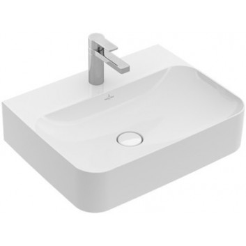 Washbasin wall mounted rectangular Villeroy&Boch Finion 800x470 mm z ukrytym overflow Weiss Alpin CeramicPlus for 3-hole mixers- sanitbuy.pl