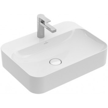 Countertop washbasin Villeroy&Boch Finion 600 x 445 mm, CeramicPlus, możliwy montaż armatury 3-otworowej, white- sanitbuy.pl