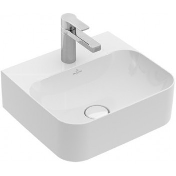 Countertop washbasin Villeroy&Boch Finion 430 x 390 mm without overflow, for 1-hole mixers white- sanitbuy.pl