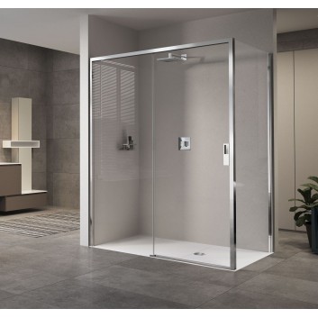 Door shower left Novellini Opera 2P 97-101x200cm transparent glass, profil chrome - sanitbuy.pl