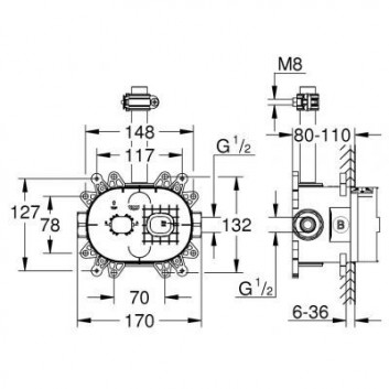 Concealed component Grohe Rainshower 360 do instalacji ramienia prysznicowego - sanitbuy.pl