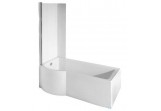 Asymmetric bathtub left Besco Inspiro 150x70cm z parawanem 1-skrzydłowym, white