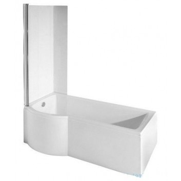 Asymmetric bathtub left Besco Inspiro 150x70cm z parawanem 1-skrzydłowym, white- sanitbuy.pl
