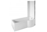 Asymmetric bathtub right Besco Inspiro 160x70cm z parawanem 1-skrzydłowym, white