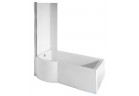 Asymmetric bathtub left Besco Inspiro 170x70cm z parawanem 1-skrzydłowym, white