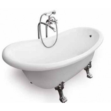 Bathtub freestanding oval Besco Otylia 160x77cm Retro + legs chrome- sanitbuy.pl