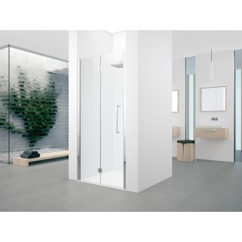 Door prysznicowej for recess installation Novellini Young 2.0 1B 80 1 hinged, zakres regulacji 77-81 cm, profil chrome, transparent glass- sanitbuy.pl