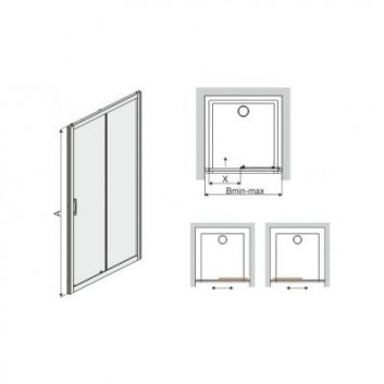 Door wnękowe Sanplast TX 120 cm D2/TX5b-120 sliding, silver profile shiny, glass transparent- sanitbuy.pl