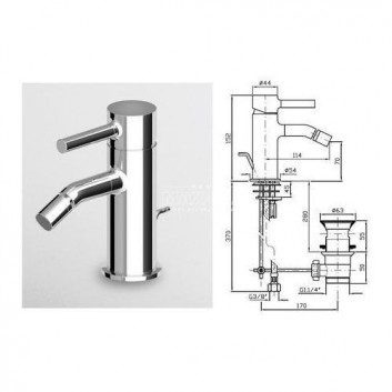 Single lever bidet mixer with aerator Zucchetti Pan, black matt, embossed- sanitbuy.pl