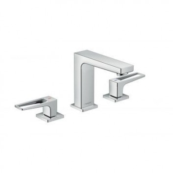 3-hole washbasin faucet standing Hansgrohe Metropol 110 EcoSmart with waste, chrome - sanitbuy.pl