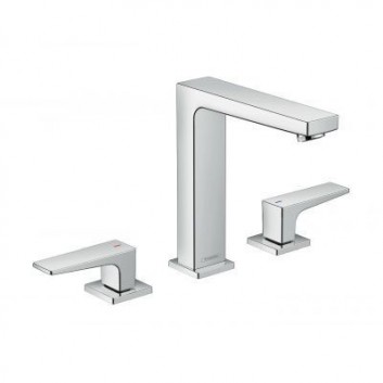 3-hole washbasin faucet standing Hansgrohe Metropol 160 EcoSmart with waste, chrome - sanitbuy.pl