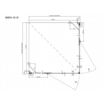 Shower cabin rectangular Ravak SmartLine SMSRV4 80x80x190 cm with coating AntiCalc, profile chrome glass transparent - sanitbuy.pl