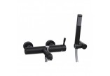 Bath tap wall mounted Valvex Vegane Nero single lever with shower set, black 