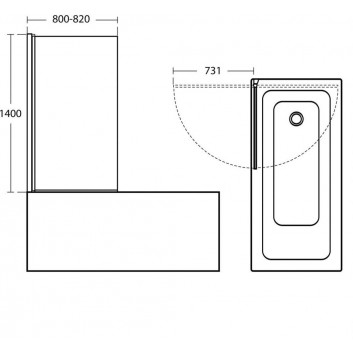 Parawan nawannowy Ideal Standard Connect rectangular 80x140, silver profile, transparent glass- sanitbuy.pl