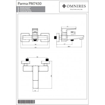 Mixer Omnires Parma bath wall mounted, chrome- sanitbuy.pl