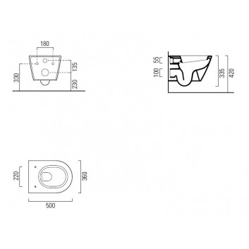 Bowl WC GSI Norm wall-hung 50x36cm z systemem SWIRLFLUSH - sanitbuy.pl