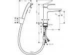 Washbasin faucet Hansgrohe Metropol z główką bidette i wężem 1,6m, holder loop, chrome