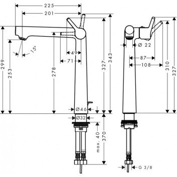 Washbasin faucet Hansgrohe Talis S 250 single lever with pop-up waste DN15, chrome- sanitbuy.pl