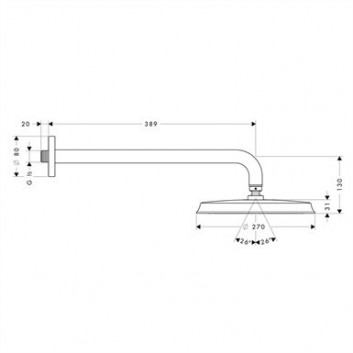 Overhead shower/ Shower head Hansgrohe Raindance Classic AIR Ø 240 mm with shower arm - chrome- sanitbuy.pl