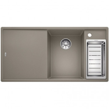 Zlew konglomeratowy + seat drewniana AXIA III 6 S Blanco Silgranit right komora 1000x510mm szampan- sanitbuy.pl
