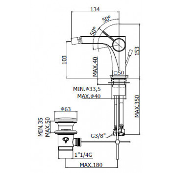 Bidet mixer Paffoni Rock standing without pop, chrome- sanitbuy.pl