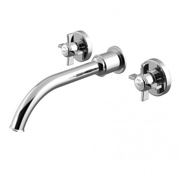 Bruma Imperial Washbasin faucet without pop Wall mounted spout 230mm gold- sanitbuy.pl