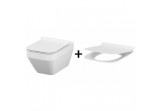 Cersanit Crea Set Toaleta WC wall-hung 52x35 cm rectangular CleanOn with seat toilet wolnoopadającą Slim, white