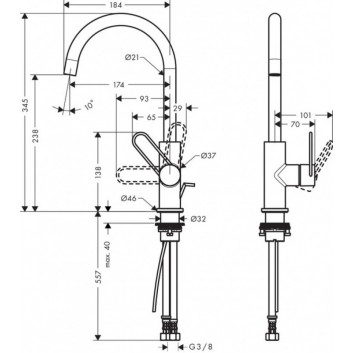 Washbasin faucet Axor Uno Select 260 without waste, chrome- sanitbuy.pl