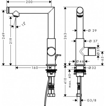 Washbasin faucet Axor Uno 240 with pop-up waste holder Loop, chrome- sanitbuy.pl