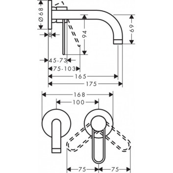 Washbasin faucet Axor Uno 165 concealed with handle loop, chrome- sanitbuy.pl