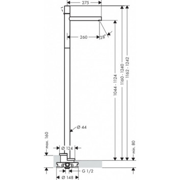 Washbasin faucet Axor Uno freestanding without waste holder Zero, chrome- sanitbuy.pl