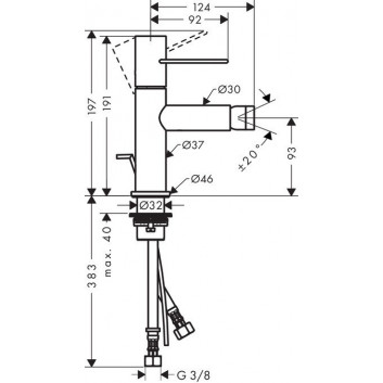 Bidet mixer Axor Uno single lever with pop-up waste holder Loop, chrome- sanitbuy.pl