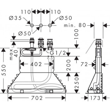 Set podstawowy Axpr Uno for mixer wannowej 3-otworowej for installation on the tub- sanitbuy.pl