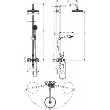 Bath tap Axor Montreux 4-hole for mounting cokole płytek DN15, chrome- sanitbuy.pl